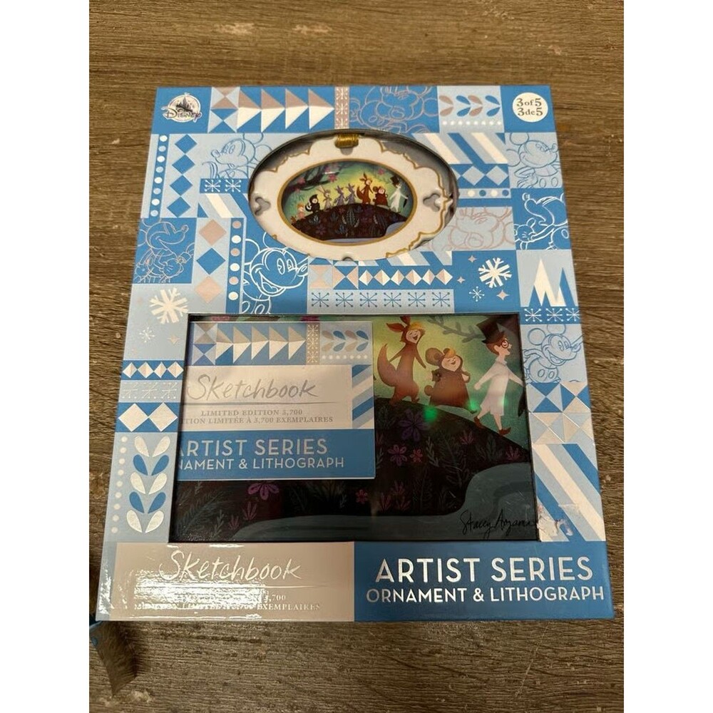 Disney Artist Series Sketchbook Ornament & Lithograph Peter Pan Lost Boys NIB